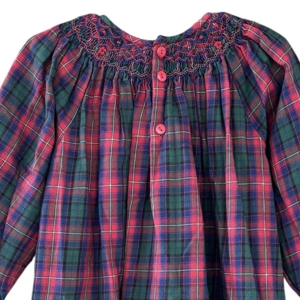SOPHIE DESS Dress Size 4T Smocked Holiday Plaid Bishop Dress Y2K Twee Classic‎
